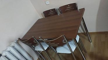 bez materiallı stol: Mətbəx/dining stol və 4 ədəd stul dəsti. - Stol: açılıb-bağlanan — 1