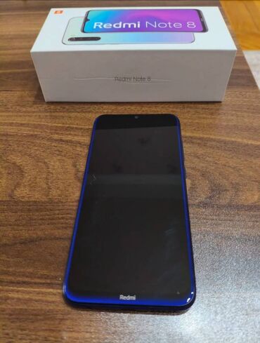 xiaomi 14t qiymeti: Xiaomi Redmi Note 8, 64 ГБ, цвет - Синий, 
 Сенсорный, Отпечаток пальца, Две SIM карты