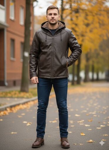 ремень из натуральной кожи крокодила: Мужская куртка с капюшоном из эко-кожи - Материал: плотная