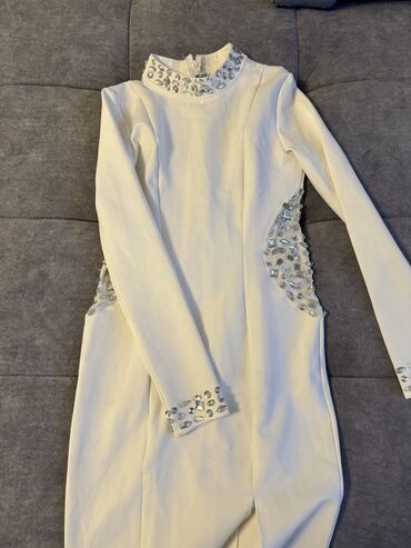 белое платья: Повседневное платье, Корея, Осень-весна, Средняя модель, S (EU 36), M (EU 38)