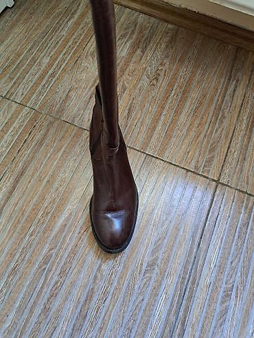 capelli dres: Kožne ženske čizme do kolena – braon, broj 37 - Materijal: spolja — 10