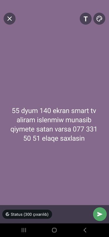 Televizorlar: Islenmis 55 dyum 140 ekran 3 eded smart tv aliram. satan xeber etsjn