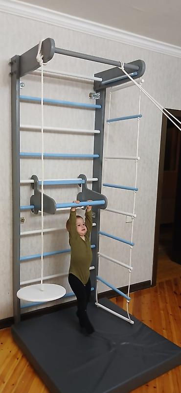 dartqı: Uşaq otağı üçün taxta idman kompleksi və ev-formalı çarpayı Məhsul — 1
