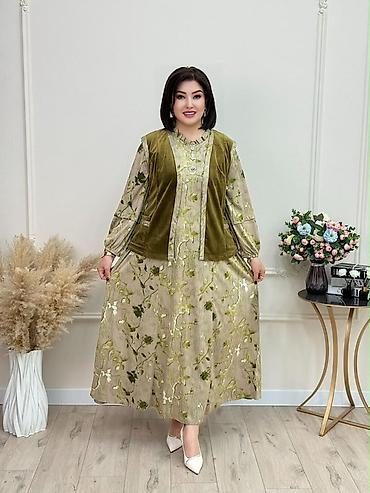 платье пышное: Повседневное платье, Made in KG, Осень-весна, Длинная модель, L, XL, 2XL — 3