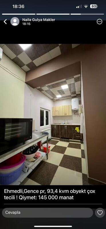 Kommersiya daşınmaz əmlakının satışı: Əhmədli qəsəbəsində, Gəncə prospektində yerləşən bu obyekt 93.4 -da lalafo.az — 3 Kommersiya daşınmaz əmlakının satışı: Əhmədli qəsəbəsində, Gəncə prospektində yerləşən bu obyekt 93.4 — 3