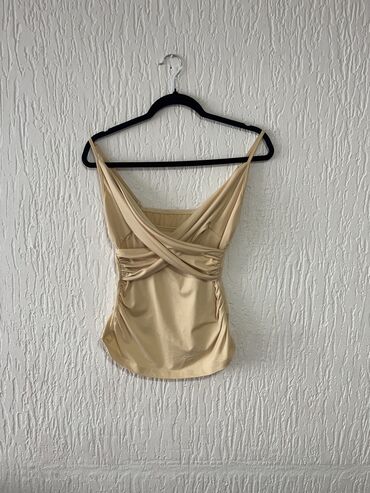 sinsay majice: M (EU 38), Polyester, Single-colored, color - Beige