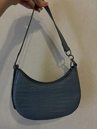 Aksesuarlar: Sadə şık çanta - Rəng: mavi boz (cins rengi) - Material: süni dəri — 2