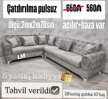 ucuz divanlar lalafo: Künc divan, Qonaq otağı üçün, Bazalı, Açılan — 1