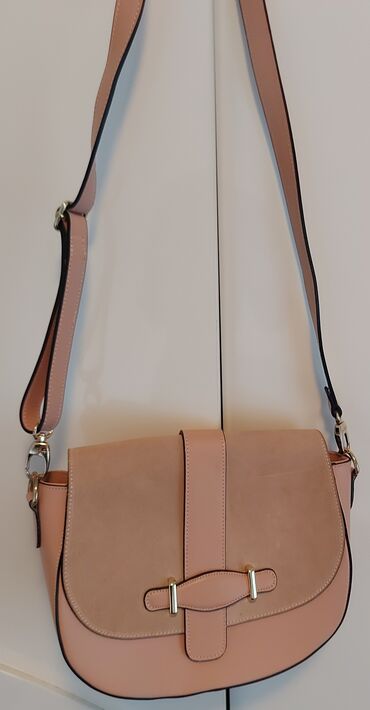 torba sirina visina: Kožna torba, u odličnom stanju, roze boje