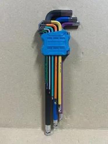 Ključevi: Set dugih L‑imbus ključeva (HEX) u boji, sa držačem - Komplet šarenih — 6