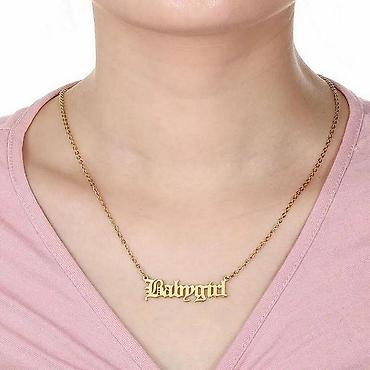 Цепочки: Цепочка Ц, ожерелье из нержавеющей стали, с надписью. Цена за 1 шт — 11