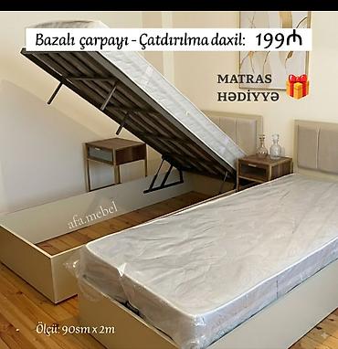 markus su matoru: Bazalı tək çarpayı – ölçü: 90 sm x 200 sm. Yuxarı qalxan mexanizmli — 1