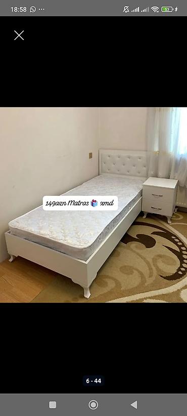 Ağ rəngli tək ölçülü çarpayı dəsti. Xüsusiyyətlər: - Yumşaq
