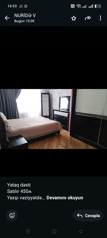 Masalar və oturacaqlar: Yataq dəsti Satılır 450₼ Yaxşı vəziyyətdə Taxt 160/2 matras var