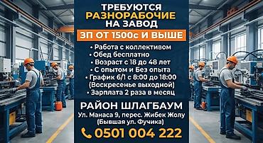 Требуется Разнорабочий на производство, Оплата: Дважды в месяц, Без опыта
