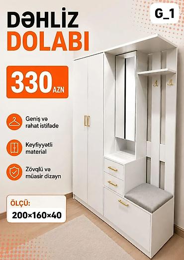 Dəhliz dolabları: Dəhliz dolabı – model G_1 - Qiymət: 330 AZN - Ölçü: 200 × 160 × 40 sm — 1