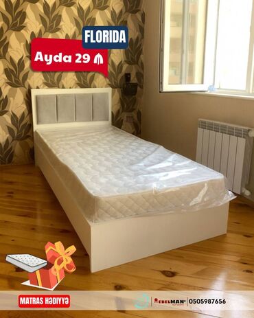 Çarpayılar: Yeni, Təknəfərlik çarpayı, Bazalı, Matras ilə, Siyirməsiz, Azərbaycan — 3