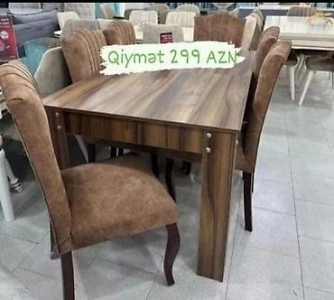 basqa: Mətbəx üçün, Yeni, Açılmayan, Dördbucaq masa, 6 stul — 1