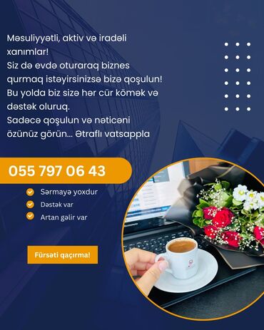 Coğrafiya: SMM menecer tələb olunur, Onlayn iş, 30-45 yaş, Təcrübəsiz