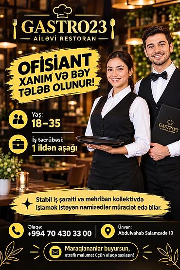 Официанты: Официант требуется, Ресторан, 18-29 лет, До 1 года опыта — 1