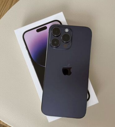 фотограф без опыта: IPhone 14 Pro Max, Колдонулган, 128 ГБ, Deep Purple, Заряддоочу түзүлүш, Коргоочу айнек, Каптама, 89 %