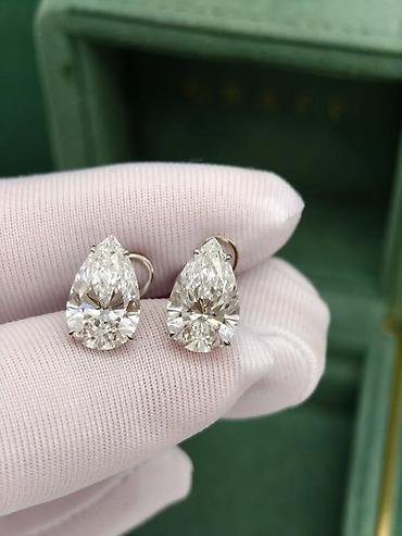 украшение кварц: Серьги-гвоздики серебро муассаниты, огранка «груша» - Пара вставок в — 1
