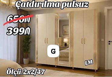 Məhsul: 4 qapılı qarderob Təsvir: - Zərif krem rəngli korpus, qızılı