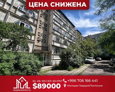 Продажа квартир: 3 комнаты, 63 м², 2 этаж, Косметический ремонт