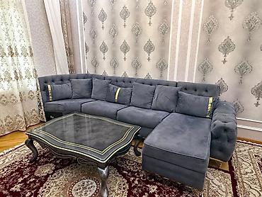 Divan və kreslo dəstləri: Künc divan dəsti – qrafit boz rəngdə, klassik-modern dizayn - — 2