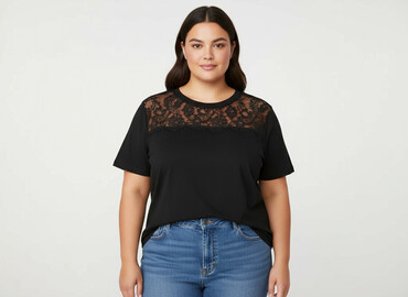 czarne t shirty damskie plus size: Asos, T-shirt damski, rozmiar 5XL