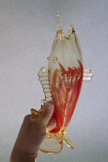 Статуэтки: Винтажные стеклянные рыбки. высота 27 см и 20 см Гутное стекло, СССР — 7