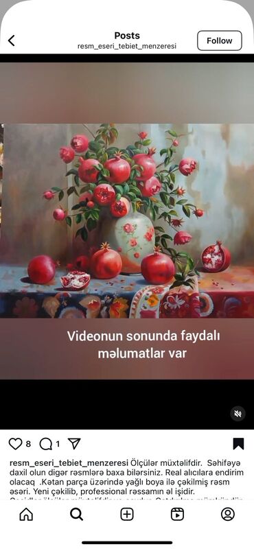 Şəkillər, tablolar: Əl işi yağlı boya tabloları - Mövzular: - Təbiət mənzərələri: çay — 7