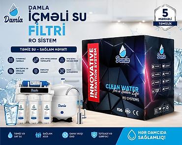 Damla RO (əks osmos) içməli su filtrləri. Filtr mərhələləri: 1
