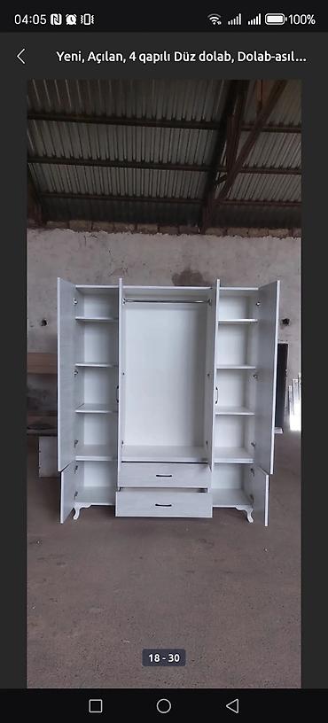 mebel skaf: Bu dördqapılı düz dolab, geyimlərin və digər əşyaların səliqəli — 2