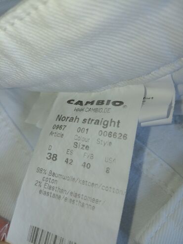 Farmerke: Nove farmerke vel. 38, M, bele, klasične, ravnih nogavica CAMBIO — 8