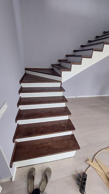 Обшивка лестниц: Лестницага заказ алабыз. Материал: кара жыгач, дуб, шпон, сосна — 11