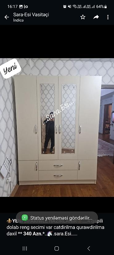 mebel skaf: *⚜️YENI SIFARIWLE HAZIRLANIR*⚜️. 4 qapili dolab reng secimi var — 1
