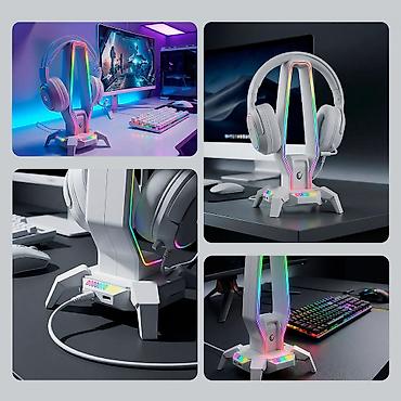 Nosac za slusalice RM-H27 Rampage, USB, USB Type C, 3.5mm, beli NOVO U