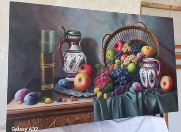 Şəkillər, tablolar: Ölçü 120/80 (12 ədəd). Böyükdürlər. Kətan parça üzərində yağlı boya — 18