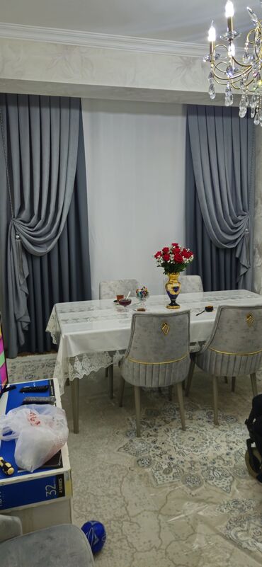 Pərdə və tüllər: Boz rəngli dekorativ pərdə dəsti - Modellər: klassik drapeli iki yana — 2