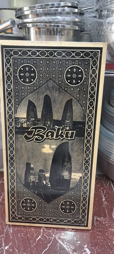 mənzərə şəkilləri: Dekorativ taxta panel – “Baku” mövzulu - Material: taxta lövhə -