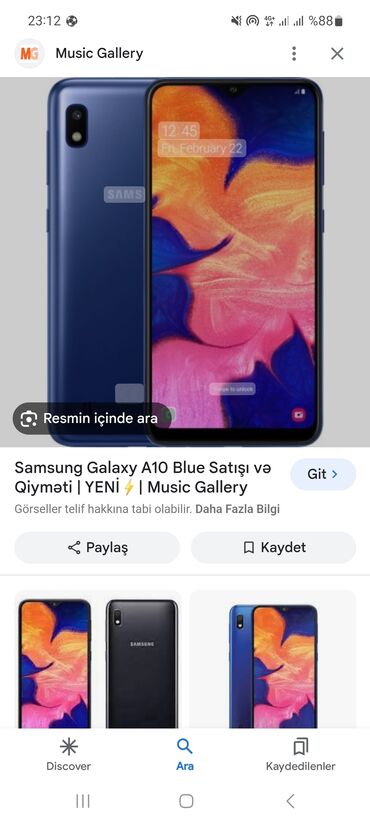 samsung gt e2210: Samsung A10, 32 GB, rəng - Qara, İki sim kartlı