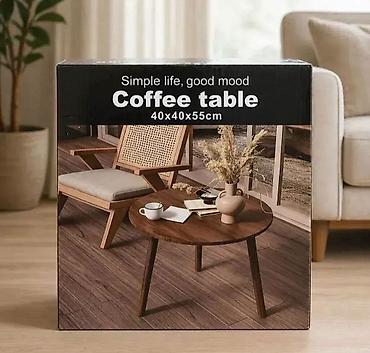 sofa cena: Klub sto / coffee table, okruglog oblika, u toploj braon boji sa — 3