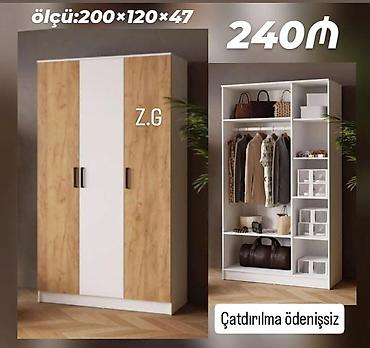 ev eşyası: Məhsul: Üç qapılı qarderob Ölçü: 200 × 120 × 47 sm Qiymət: 240₼ — 1