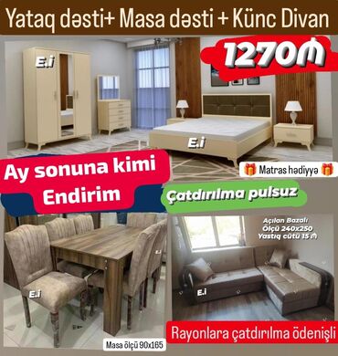 yataq otagi mebelleri 2019: *💥Ay sonuna kimi ENDİRİM💥* *Yataq dəsti + Künc divan + Masa dəsti