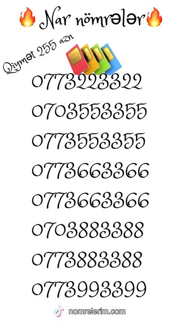 SİM-kartlar: Number: ( 077 ) ( 773992299 ), Yeni