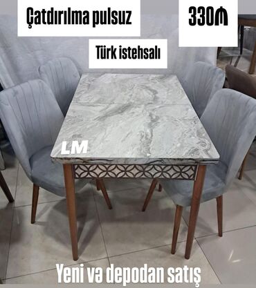 Qonaq otağı üçün, Açılan, Dördbucaq masa, 4 stul