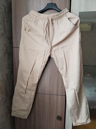 Брюки: Bej rəngli rahat şalvar - Model: düz kəsim, gündəlik - Beli: rezin və — 1