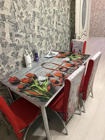 hamam kranti: Mətbəx üçün, İşlənmiş, Dördbucaq masa, 4 stul — 2