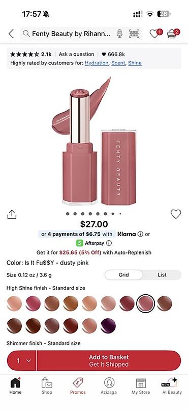 Fenty Beauty by Rihanna – Slip Shine Sheer Shiny Lipstick Rəng: Is It